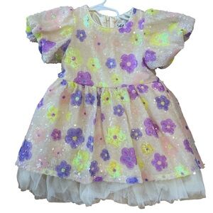 NWT Lola + The Boys Floral Sequin Dress - Purple, Yellow, Pink